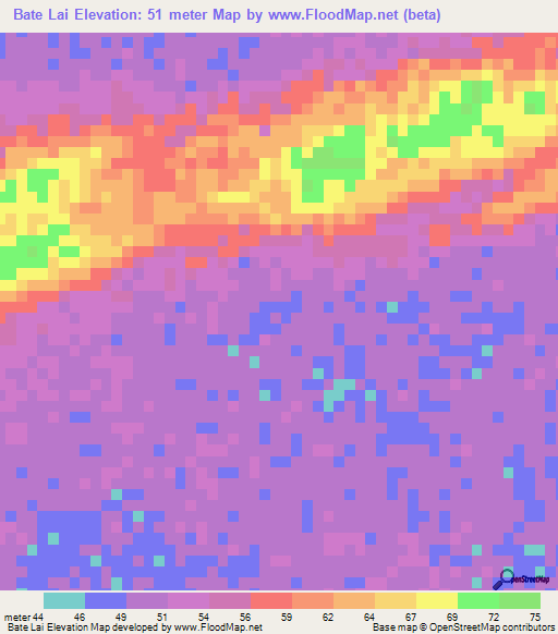 Bate Lai,Mauritania Elevation Map
