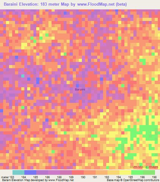 Baraini,Mauritania Elevation Map