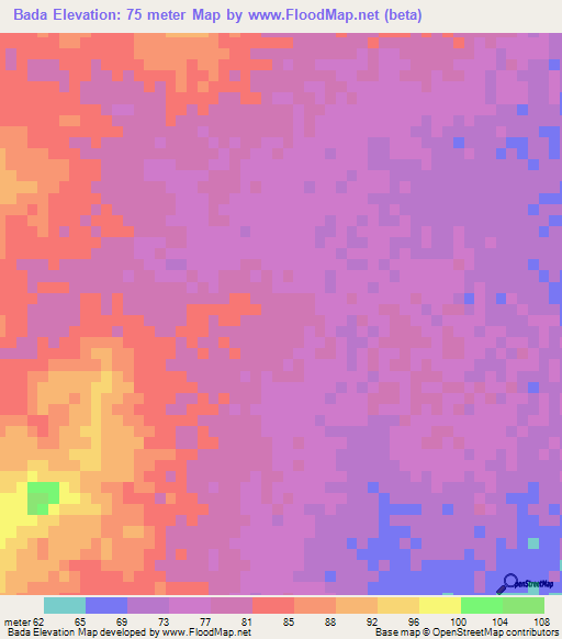 Bada,Mauritania Elevation Map