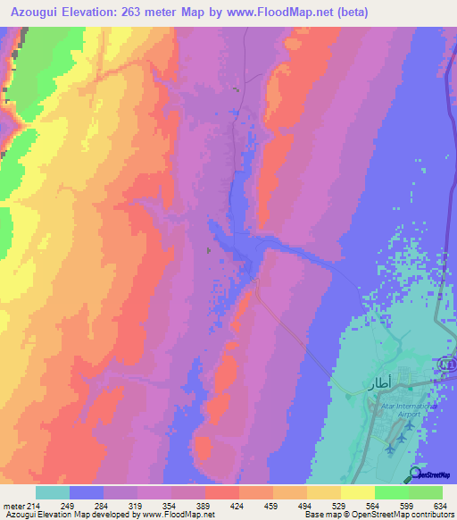 Azougui,Mauritania Elevation Map