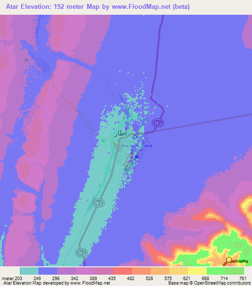 Atar,Mauritania Elevation Map
