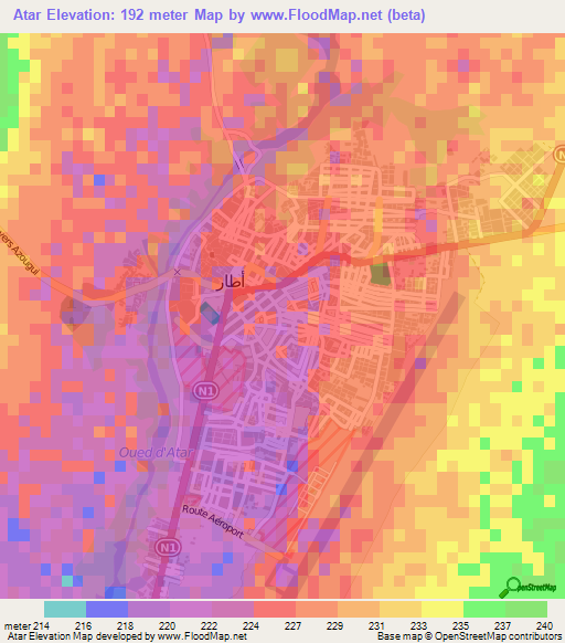Atar,Mauritania Elevation Map