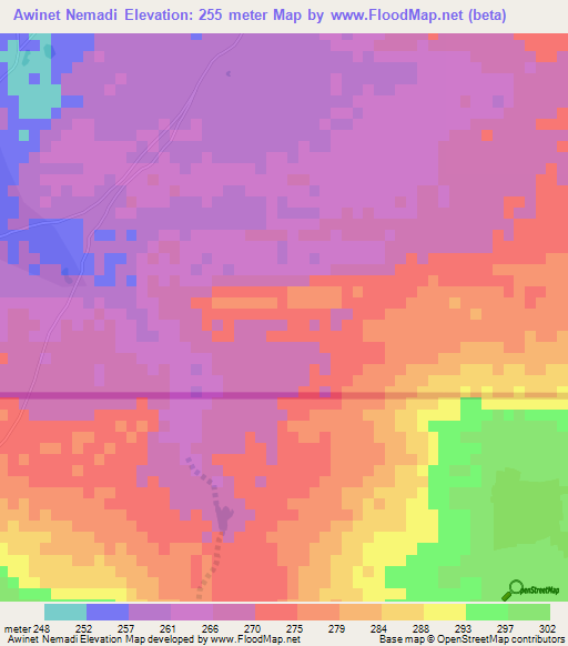 Awinet Nemadi,Mauritania Elevation Map