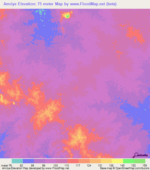 Amriye,Mauritania Elevation Map