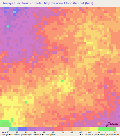 Amriye,Mauritania Elevation Map