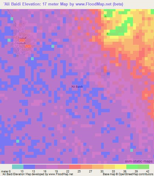 'Ali Baidi,Mauritania Elevation Map