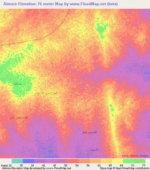 Aimore,Mauritania Elevation Map