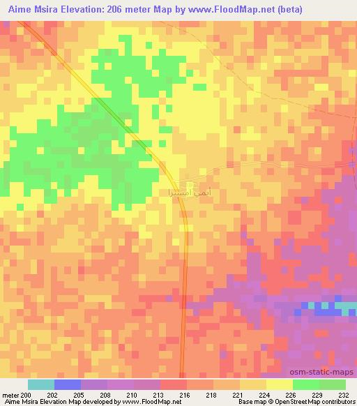 Aime Msira,Mauritania Elevation Map