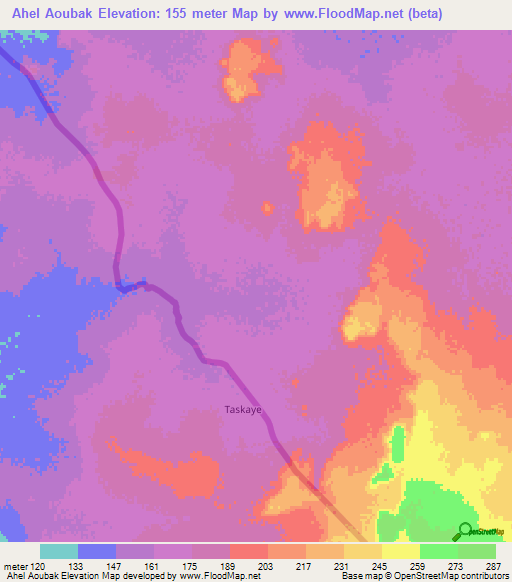 Ahel Aoubak,Mauritania Elevation Map