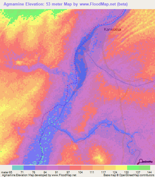 Agmamine,Mauritania Elevation Map