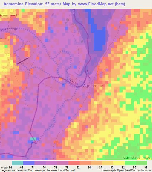 Agmamine,Mauritania Elevation Map