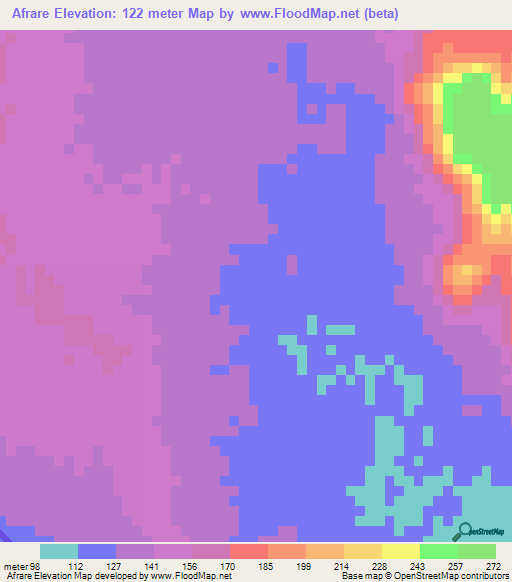 Afrare,Mauritania Elevation Map