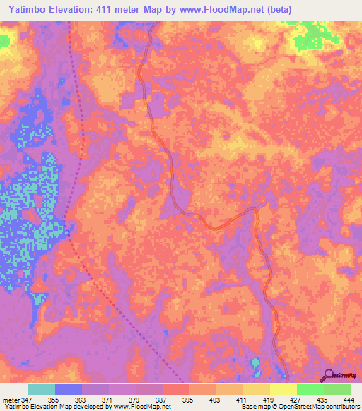 Yatimbo,Central African Republic Elevation Map