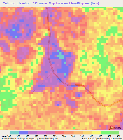 Yatimbo,Central African Republic Elevation Map