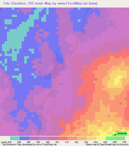 Talo,Central African Republic Elevation Map