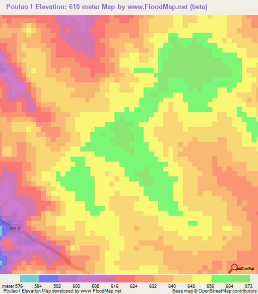 Poulao I,Central African Republic Elevation Map