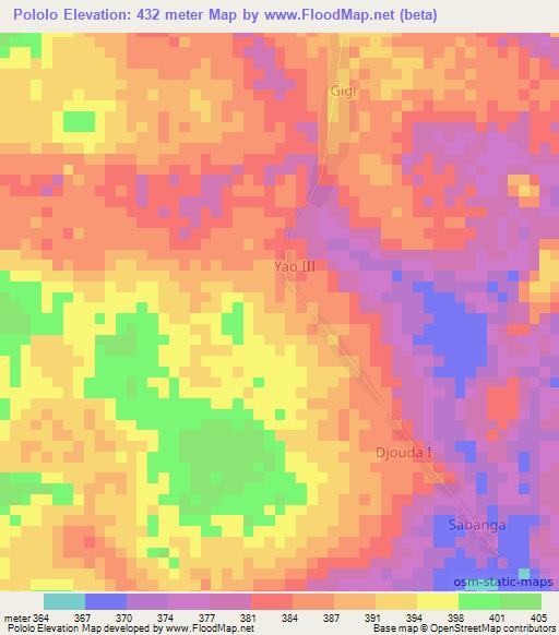 Pololo,Central African Republic Elevation Map