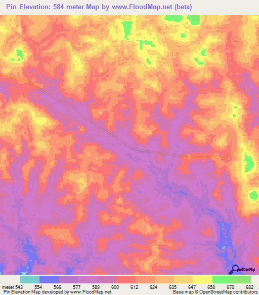 Pin,Central African Republic Elevation Map