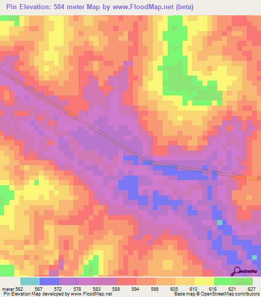 Pin,Central African Republic Elevation Map