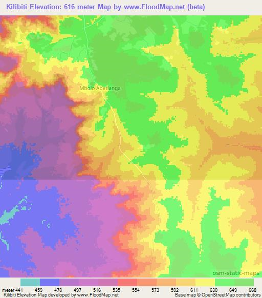 Kilibiti,Central African Republic Elevation Map