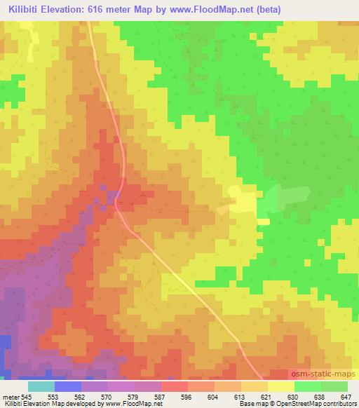 Kilibiti,Central African Republic Elevation Map