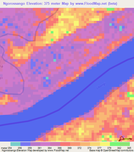 Ngorossango,Central African Republic Elevation Map