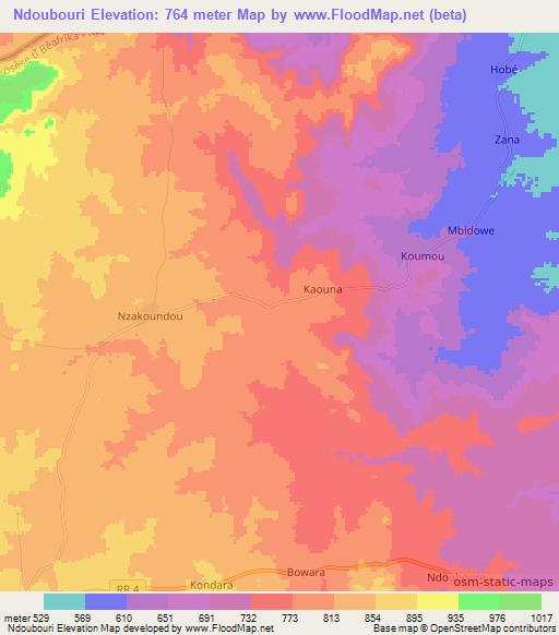 Ndoubouri,Central African Republic Elevation Map
