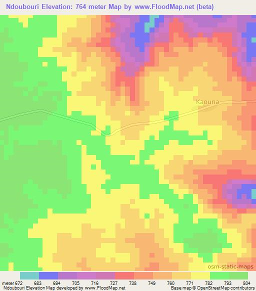 Ndoubouri,Central African Republic Elevation Map