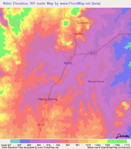 Ndim,Central African Republic Elevation Map
