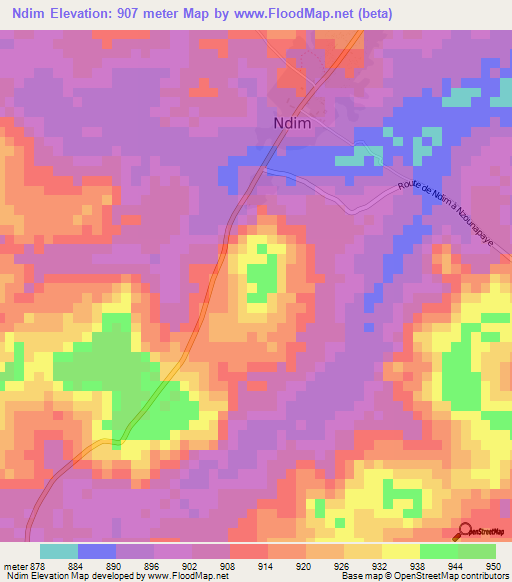 Ndim,Central African Republic Elevation Map