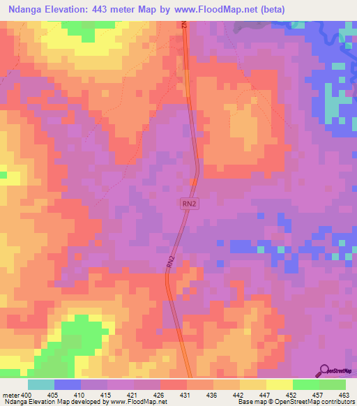 Ndanga,Central African Republic Elevation Map