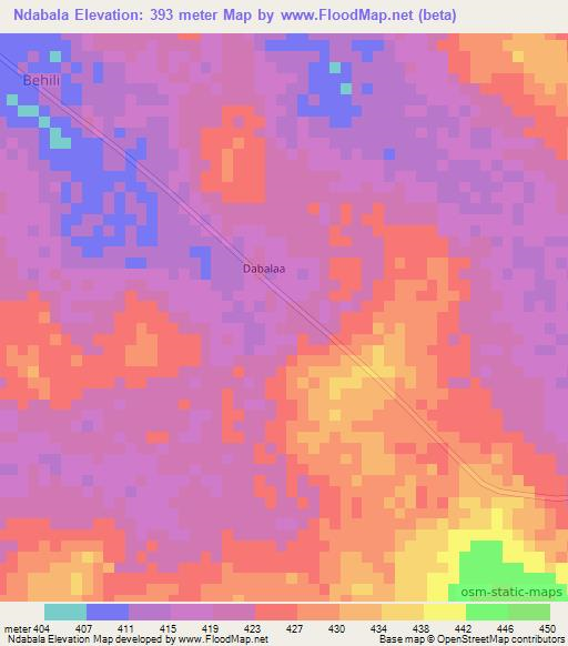 Ndabala,Central African Republic Elevation Map