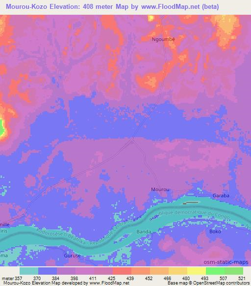 Mourou-Kozo,Central African Republic Elevation Map