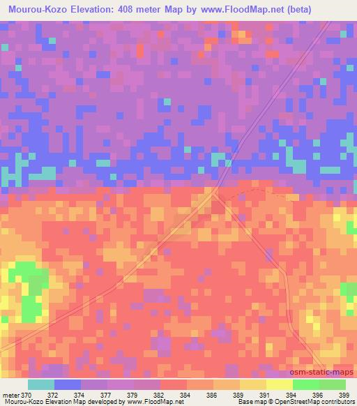 Mourou-Kozo,Central African Republic Elevation Map