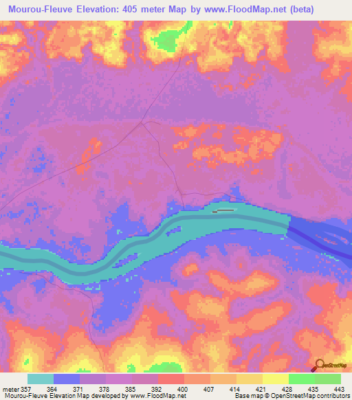 Mourou-Fleuve,Central African Republic Elevation Map