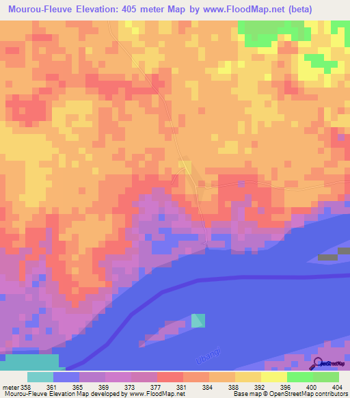 Mourou-Fleuve,Central African Republic Elevation Map