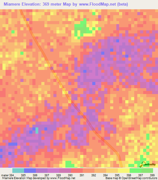 Miamere,Central African Republic Elevation Map