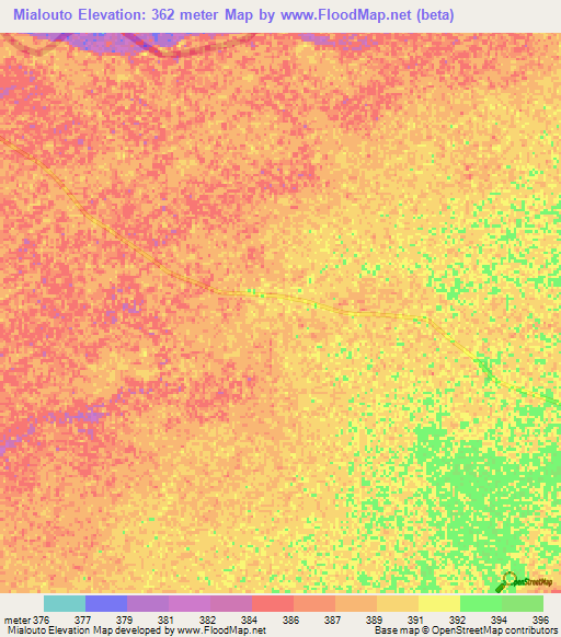 Mialouto,Central African Republic Elevation Map