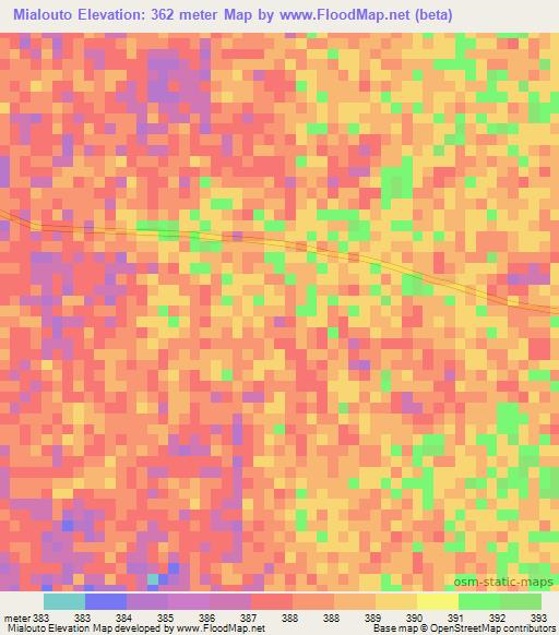 Mialouto,Central African Republic Elevation Map