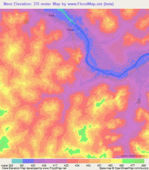 Mere,Central African Republic Elevation Map