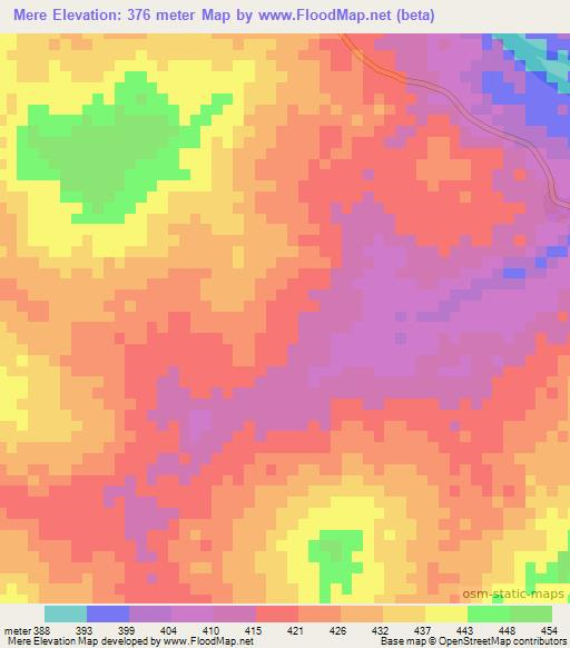 Mere,Central African Republic Elevation Map