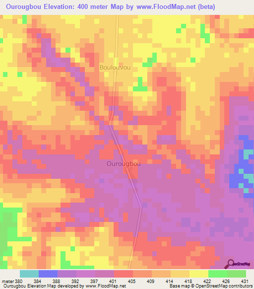 Ourougbou,Central African Republic Elevation Map