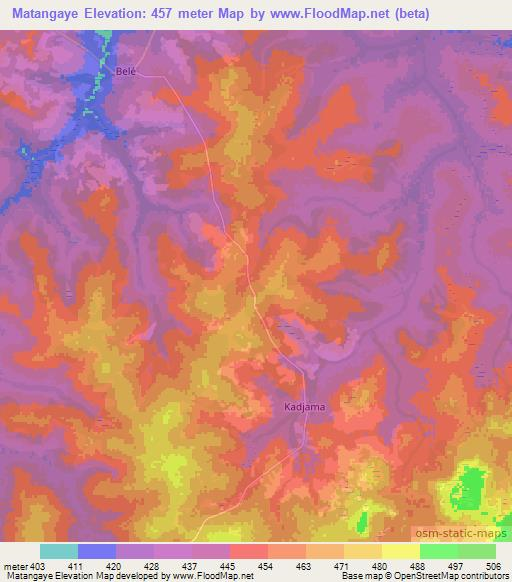 Matangaye,Central African Republic Elevation Map