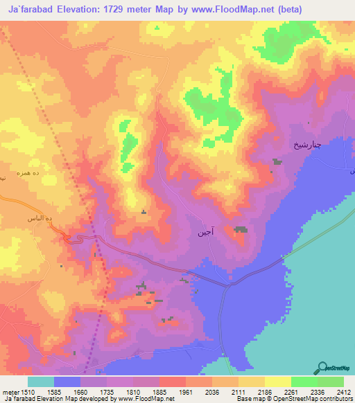 Ja`farabad,Iran Elevation Map