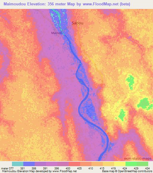Maimoudou,Central African Republic Elevation Map