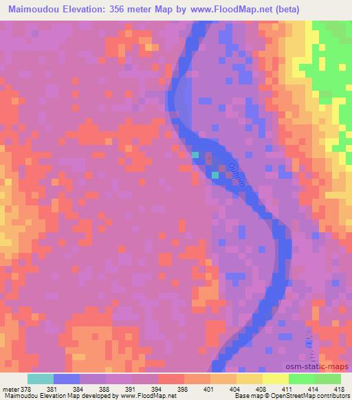 Maimoudou,Central African Republic Elevation Map