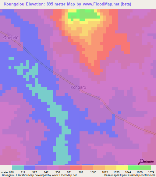 Koungalou,Central African Republic Elevation Map