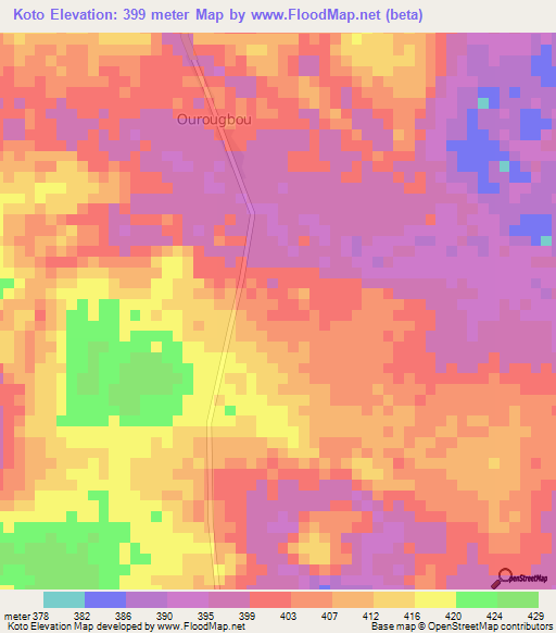 Koto,Central African Republic Elevation Map