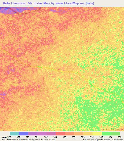 Kolo,Central African Republic Elevation Map