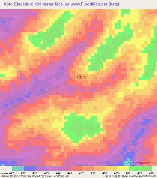 Kolo,Central African Republic Elevation Map